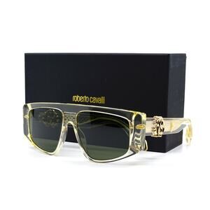 NEW ROBERTO CAVALLI SRC038M 0846 CRYSTAL YELLOW GREEN LENS AUTHENTIC SUNGLASSES